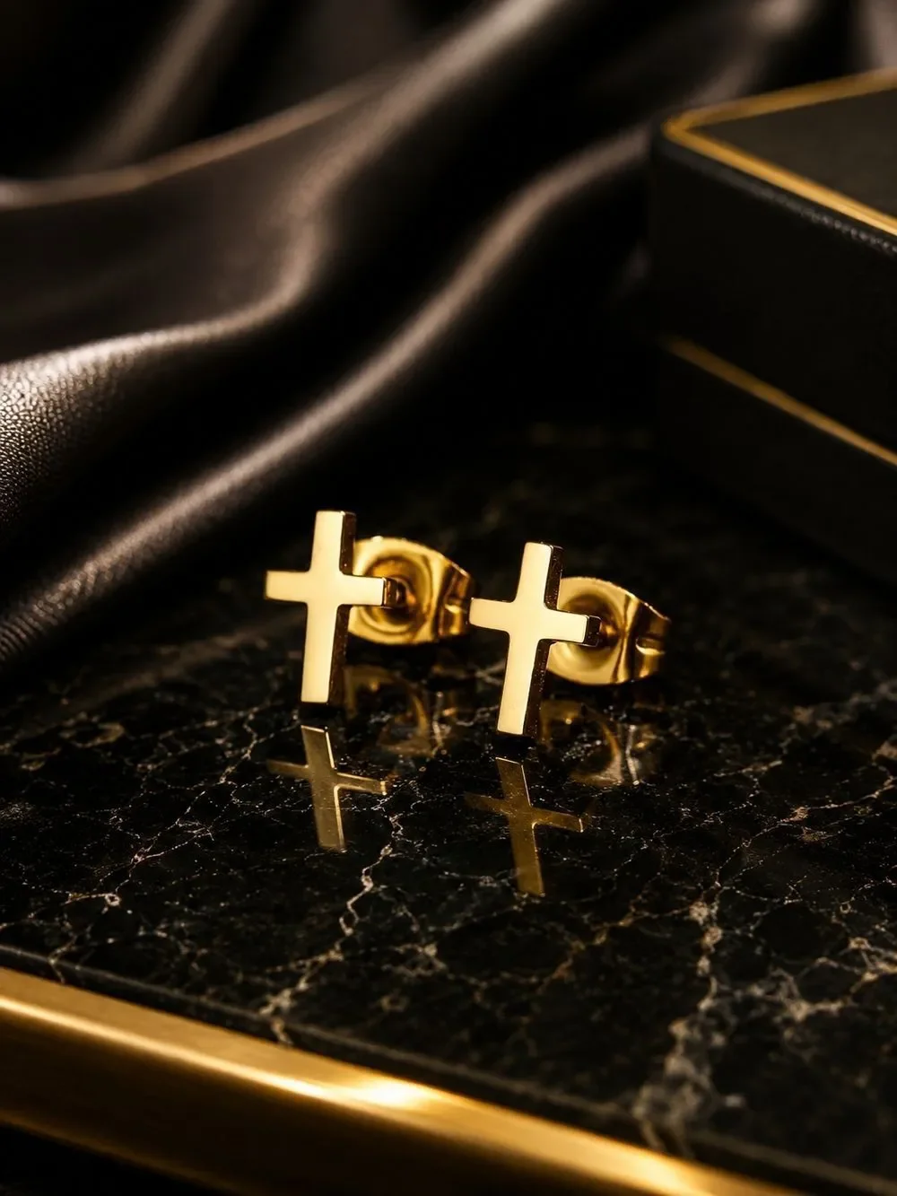 Gold Cross Stud Earrings